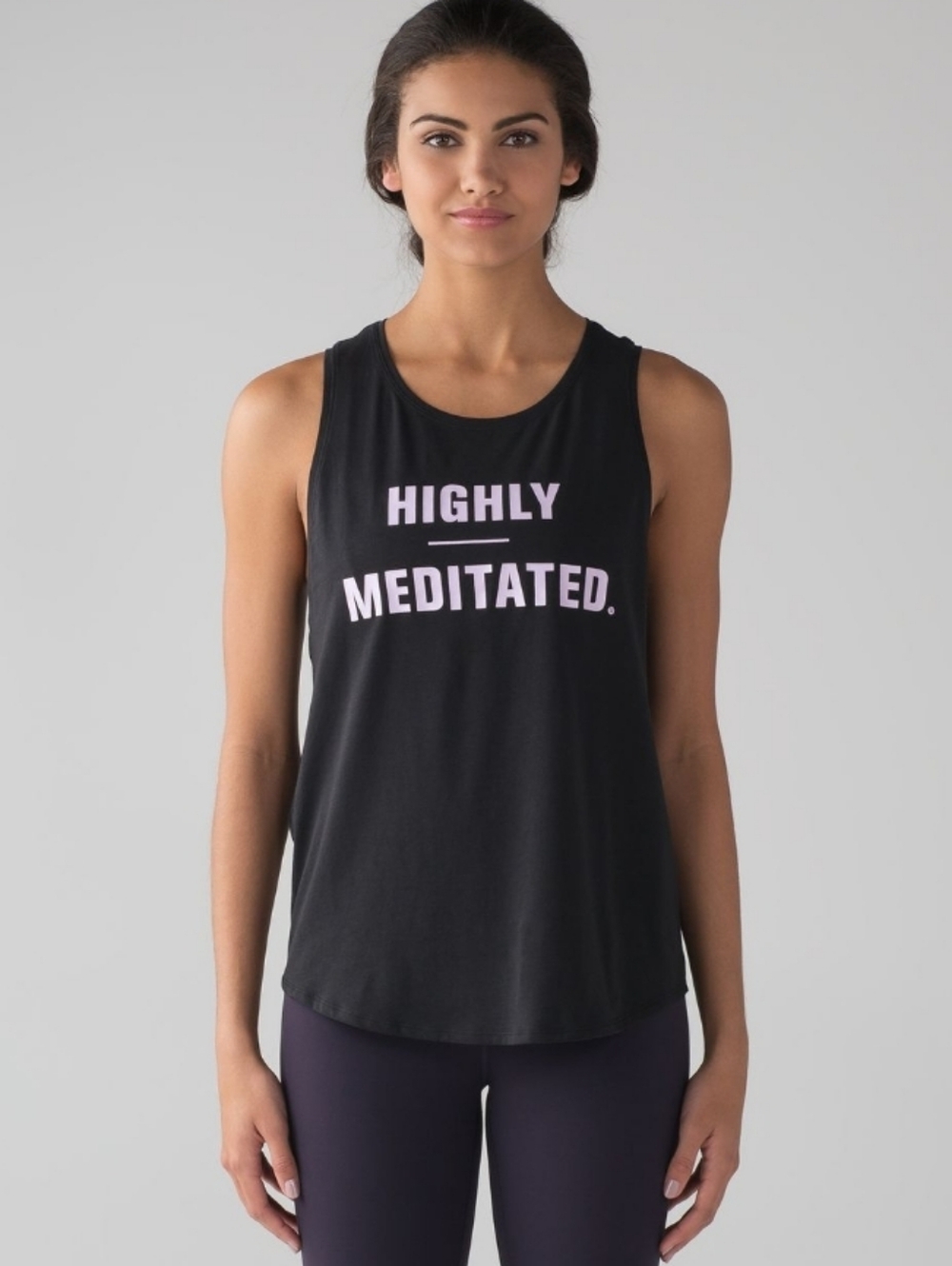 lululemon athletica Black Tank with "HIGHLY MEDITATED" Graphic